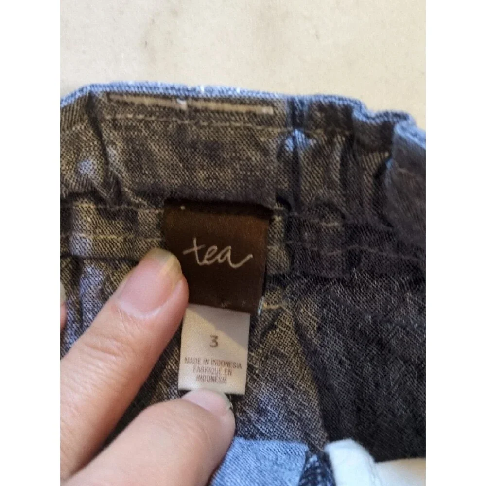 Sovereign Code Dino Tank Sz 3/4 & Tea Collection Chambray Shorts Sz 3 Outfit EUC